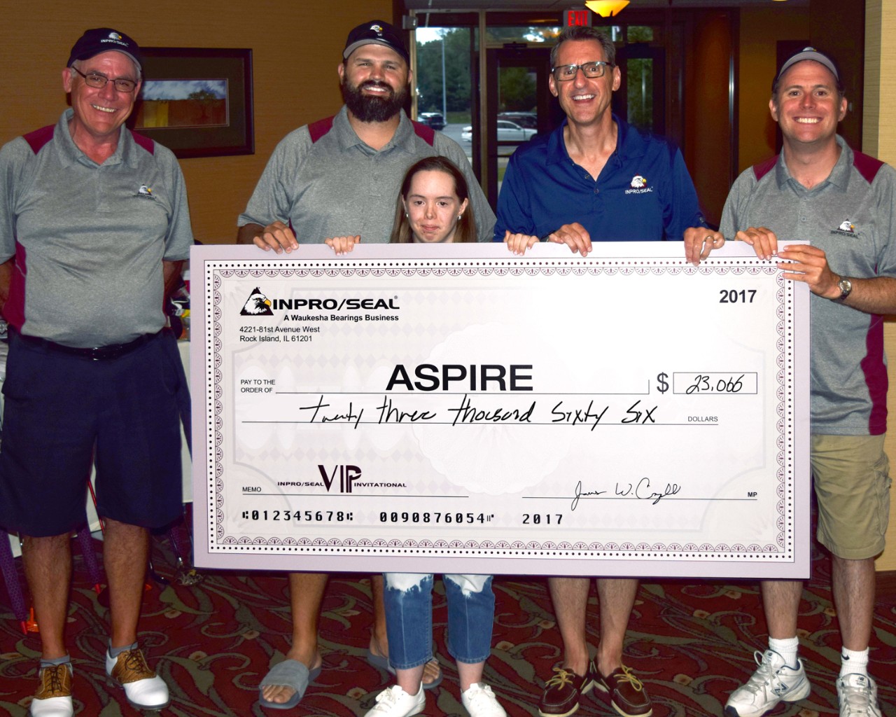 Inpro/Seal donation to Aspire, charity golf tournament 2017