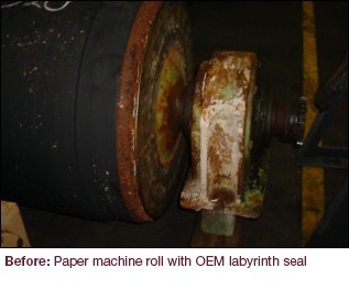 Paper machine roll with OEM labyrinth seal