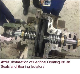 Installation of Bearing Isolator and Sentinel FBS on process steam turbine