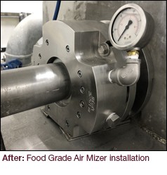 Ribbon blender installed with Air Mizer Food Grade shaft seal