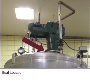 Seal location on DCI top-mounted FDA agitator