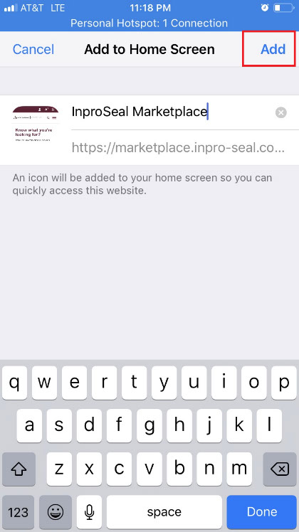 Add Inpro/Seal Marketplace to Mobile Home Screen - screenshot #3